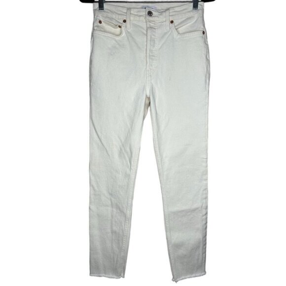 RE/DONE 90’s Originals High Waist Ankle Crop Jeans Vintage White Size 27 - Picture 4 of 16